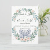 Elegante tweeling baby shower uitnodiging – Waterv (Staand voorkant)