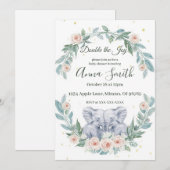 Elegante tweeling baby shower uitnodiging – Waterv (Voorkant / Achterkant)