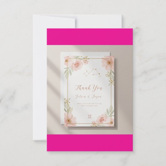 Elegante Tweelingen Trouw Dankkaart Bedankkaart (Voorkant)