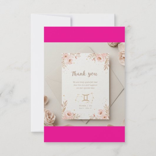 Elegante Tweelingen Trouw Dankkaart Bedankkaart (Achterkant)