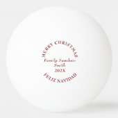 Elegante tweetalige Bourgondische vogels Kerstmis Pingpongbal (Voorkant)