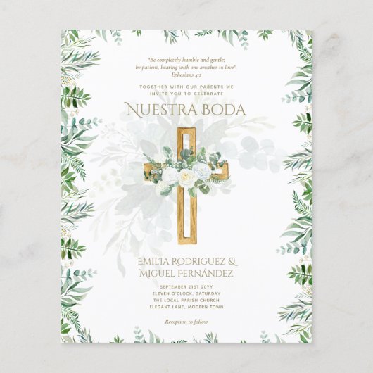 Elegante Tweetalige Katholieke Trouw Uitnodiging I Flyer (Voorkant)