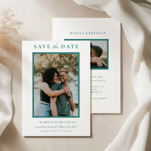 Elegante Tweezijdige Trouwfoto Huwelijk Save The Date