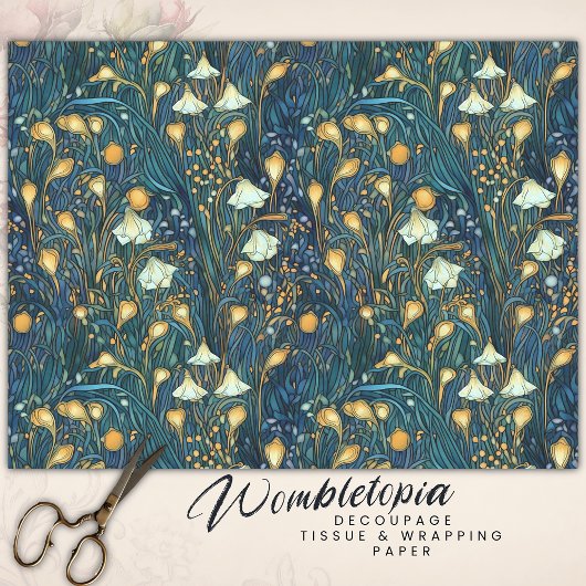 Elegante Twilight Garden Floral Decoupage Tissuepapier