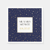 Elegante Twinkle Stars Midnight Blue Sky en Gold Servetten (Voorkant)