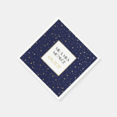 Elegante Twinkle Stars Midnight Blue Sky en Gold Servetten (Hoek)