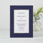Elegante Twinkle Stars Midnight Blue Sky Gold Wedd Kaart (Staand voorkant)