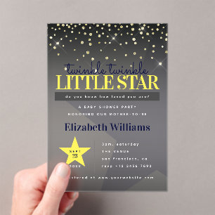 Elegante Twinkle Twinkle Little Star Baby Shower Acryl Uitnodigingen
