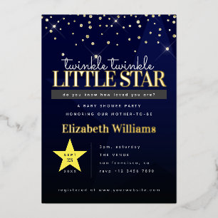 Elegante Twinkle Twinkle Little Star Baby Shower Folie Uitnodiging