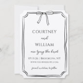 Elegante "Tying the Knot" met de hand getrokken bo Save The Date (Voorkant)