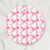 Elegante 'Tying the Knot' Roze Strik Bruidsboeket Bedankjes Labels (Achterkant)