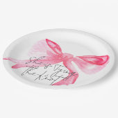 Elegante 'Tying the Knot' Roze Strik Bruidsfeest Papieren Bordje (Gekanteld)
