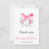 Elegante 'Tying the Knot' Roze Strik Bruidsjurk Br Bedankkaart (Voorkant)