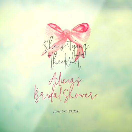 Elegante 'Tying the Knot' Roze Strik Bruidsjurk Sh Raamsticker (Vel 3)