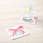 Elegante 'Tying the Knot' Roze Strik Bruidsmeisjes Kartonnen Onderzetters (Insitu)