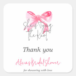 Elegante 'Tying the Knot' Roze Strik Bruidsmeisjes Vierkante Sticker