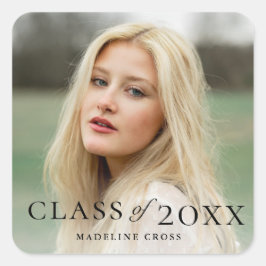 Elegante Type Foto Afstuderen Vierkante Sticker