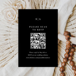 Elegante Type Zwart en Wit Trouw QR Code RSVP Kaartje