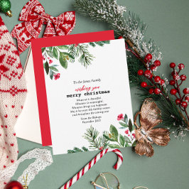 Elegante typemachine Christmas Foliage Holly Berry Feestdagenkaart