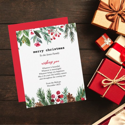Elegante typemachine kerst Holly Berry Feestdagenkaart