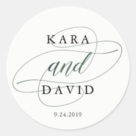 Elegante Typgrafie | Diepe groene bruiloft Ronde Sticker