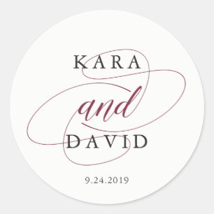 Elegante Typgrafie   Marsala Wedding Ronde Sticker