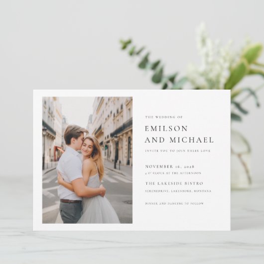 Elegante Typografie 2 foto bruiloft Kaart (Staand voorkant)