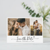 Elegante Typografie 2 Foto Bruiloft Save The Save The Date (Staand voorkant)