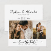 Elegante Typografie 2 Foto Bruiloft Save The Save The Date (Voorkant / Achterkant)