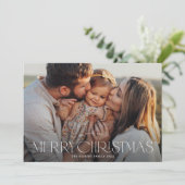 Elegante Typografie 2 Foto Vrolijk Kerstfeest Feestdagenkaart (Staand voorkant)