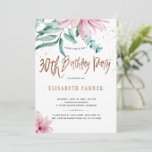 Elegante typografie 30e bloemige verjaardagsfeestj kaart (Staand voorkant)