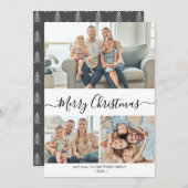 Elegante Typografie 3 Fotocollage Kerstmis Kaart (Voorkant / Achterkant)