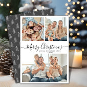 Elegante Typografie 3 Multi Photo Christmas Feestdagenkaart