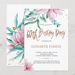 Elegante typografie 60ste bloemige verjaardagsfees kaart