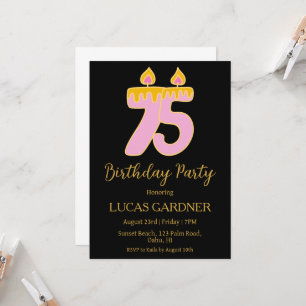 Elegante typografie 75ste verjaardag uitnodigingen