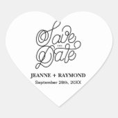 Elegante typografie aangepaste huwelijksaankondigi hart sticker (Voorkant)