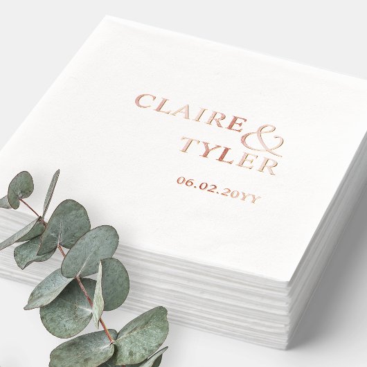 Elegante Typografie Ampersand Minimal Wedding Folie Servetten