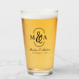 Elegante typografie ampersand monogram trouwen glas