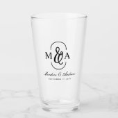 Elegante typografie ampersand monogram trouwen glas (Voorkant)