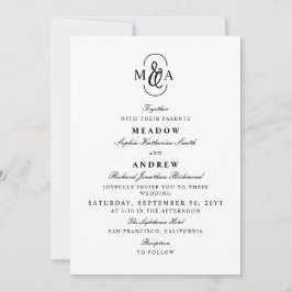 Elegante typografie ampersand monogram trouwen kaart