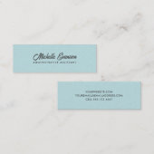 Elegante Typografie Aqua Blue Linnen Minimalist Mini Visitekaartje (Voorkant / Achterkant)
