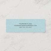 Elegante Typografie Aqua Blue Linnen Minimalist Mini Visitekaartje (Achterkant)