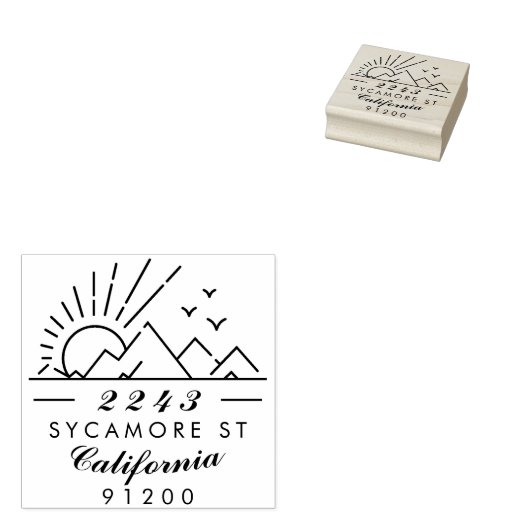 Elegante Typografie Berg Sunset Retouradres Rubberstempel (Gestempeld)