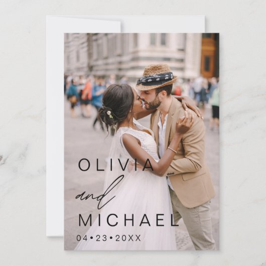 Elegante typografie Bewaar de datum foto Minimalis Save The Date (Voorkant)