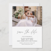 Elegante typografie Bewaar de datum foto Minimalis Save The Date (Achterkant)