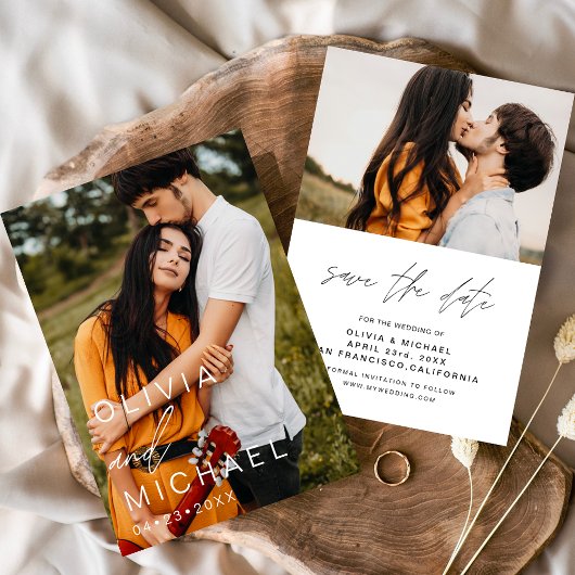 Elegante typografie Bewaar de datum foto Minimalis Save The Date