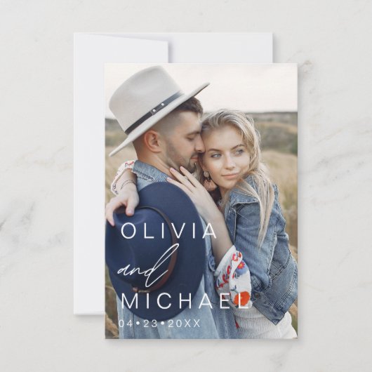 Elegante typografie Bewaar de datum foto Minimalis Save The Date (Voorkant)