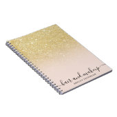 elegante typografie blauw chic gold glitter ombre notitieboek (Rechterzijde)