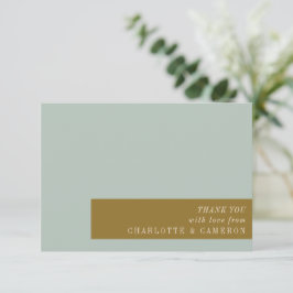 Elegante typografie blauw olijfgroen aangepast huw bedankkaart