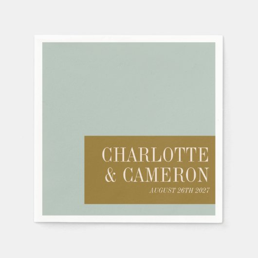Elegante typografie blauwe olijfgroene aangepaste servet (Voorkant)